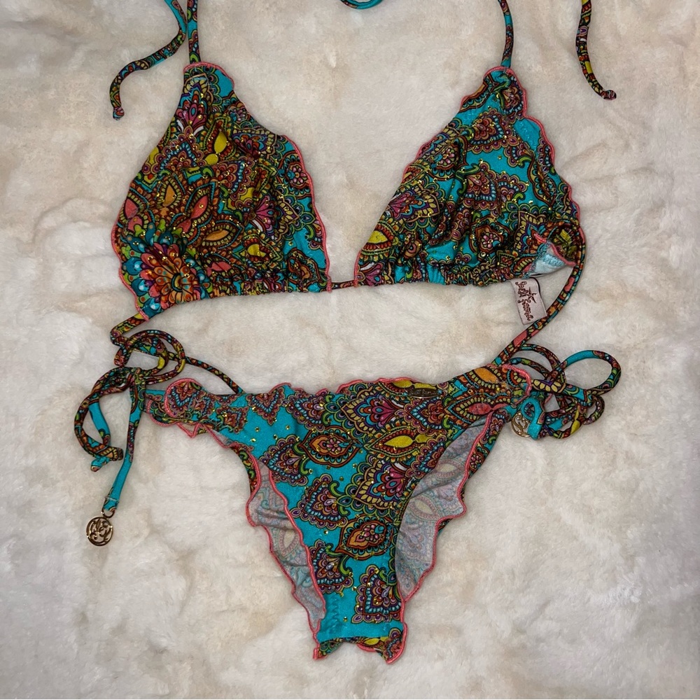 Luli Fama Crystal bikini set in Multicolor